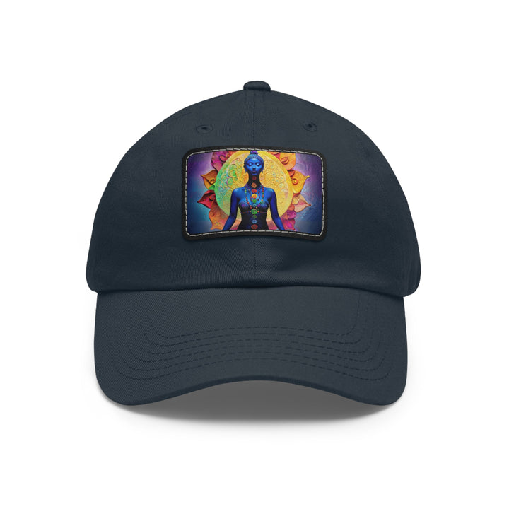 Cosmic Meditative Bloom - Dad Hat - Hats - g(0D·IO) - Navy / Black patch - Rectangle - One size