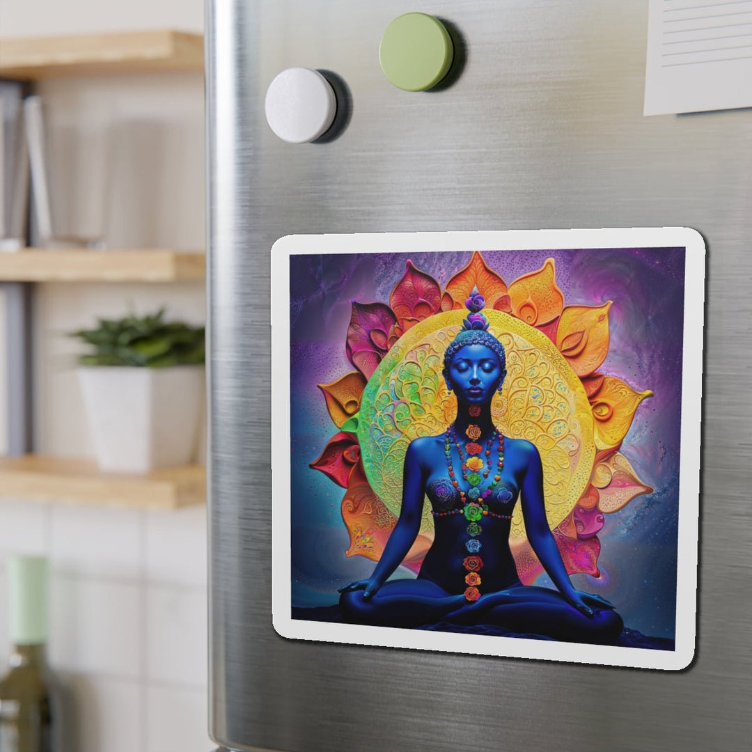 Cosmic Meditative Bloom - Die-cut Magnet - Home Decor - g(0D·IO) - 6 × 6" - Die-Cut - 1 pc