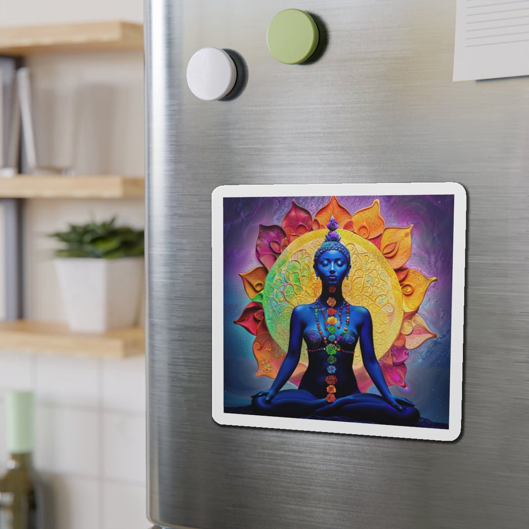 Cosmic Meditative Bloom - Die-cut Magnet - Home Decor - g(0D·IO) - 6 × 6" - Die-Cut - 1 pc