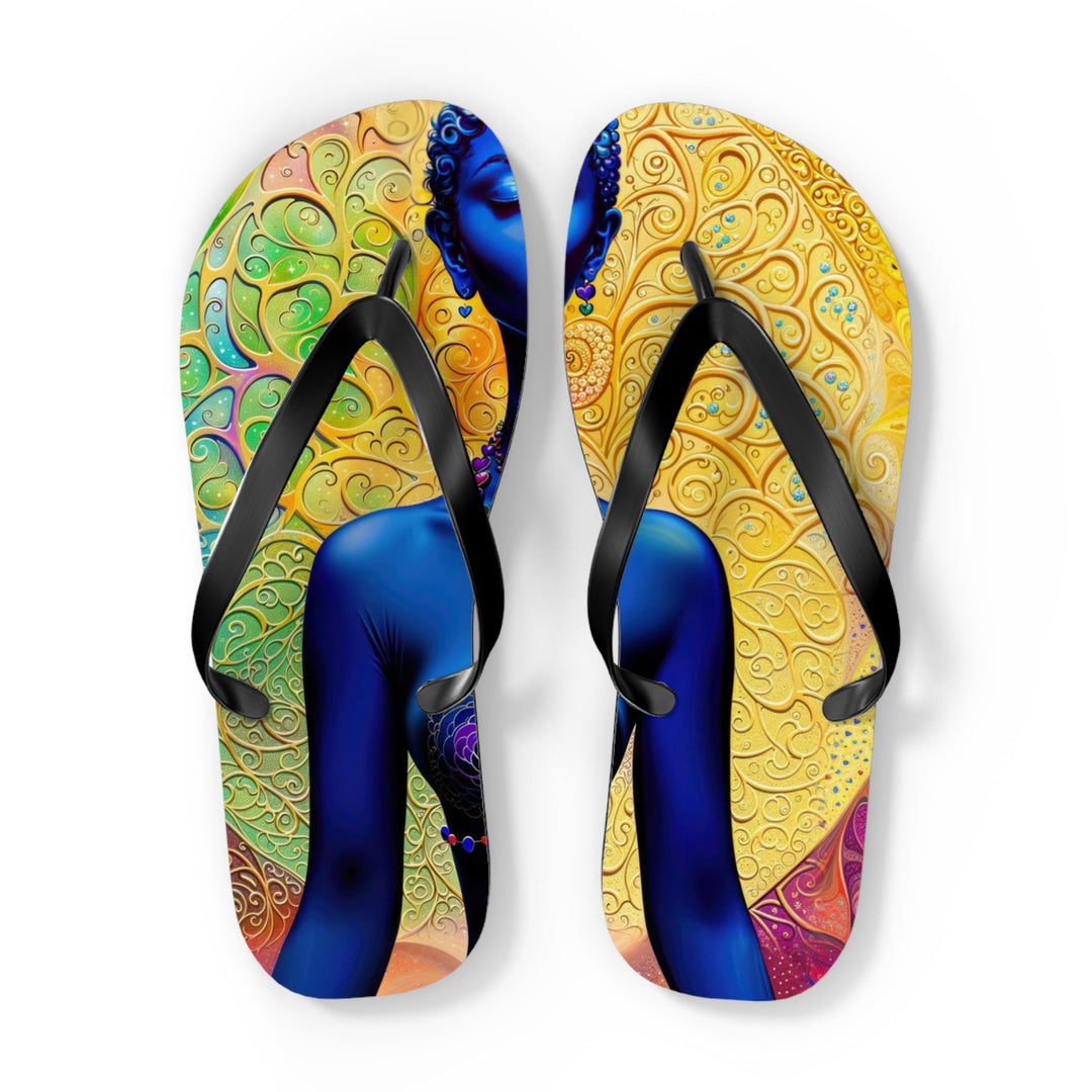 Cosmic Meditative Bloom - Flip Flops - Shoes - g(0D·IO) - XL - Black sole -