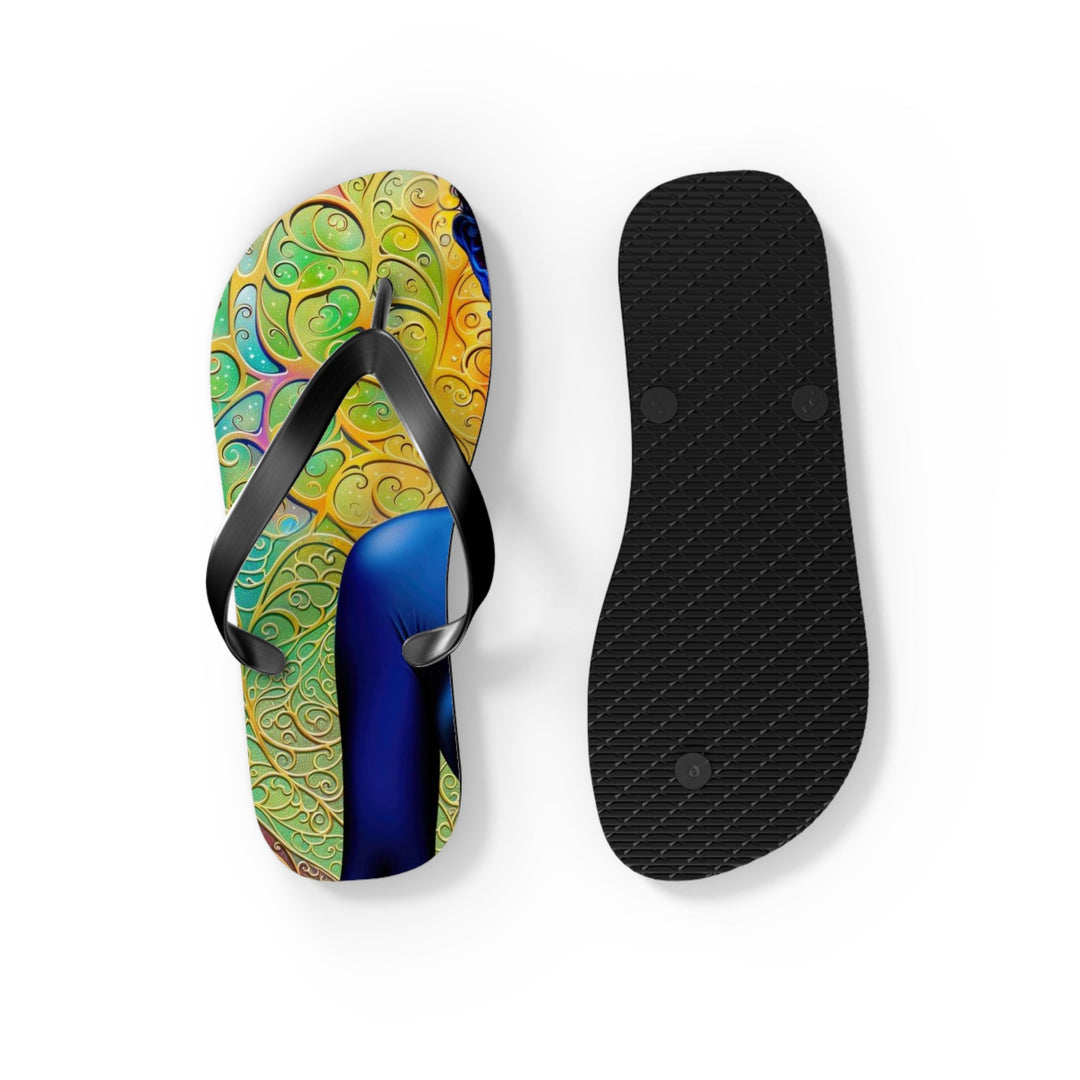 Cosmic Meditative Bloom - Flip Flops - Shoes - g(0D·IO) - XL - Black sole -