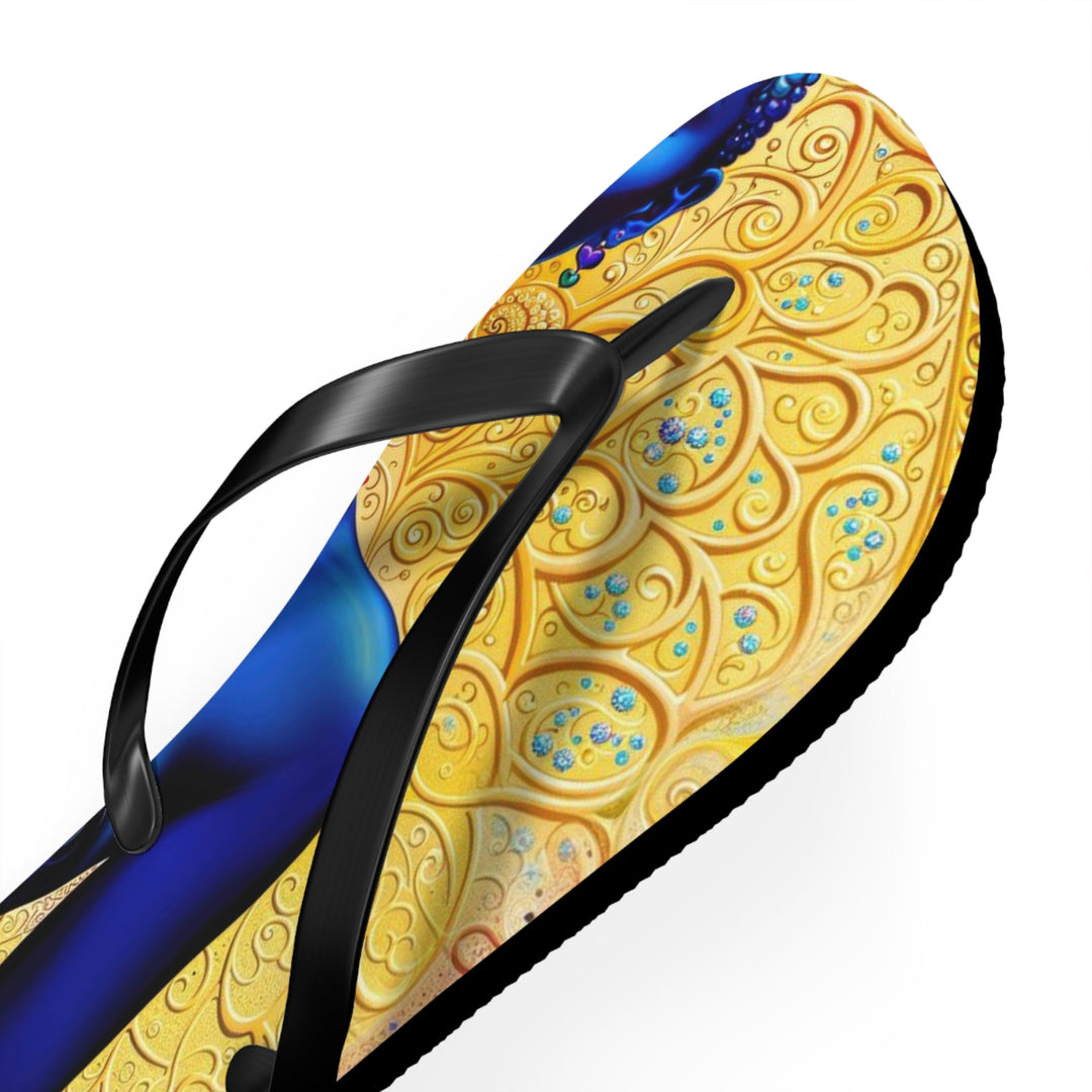 Cosmic Meditative Bloom - Flip Flops - Shoes - g(0D·IO) - XL - Black sole -