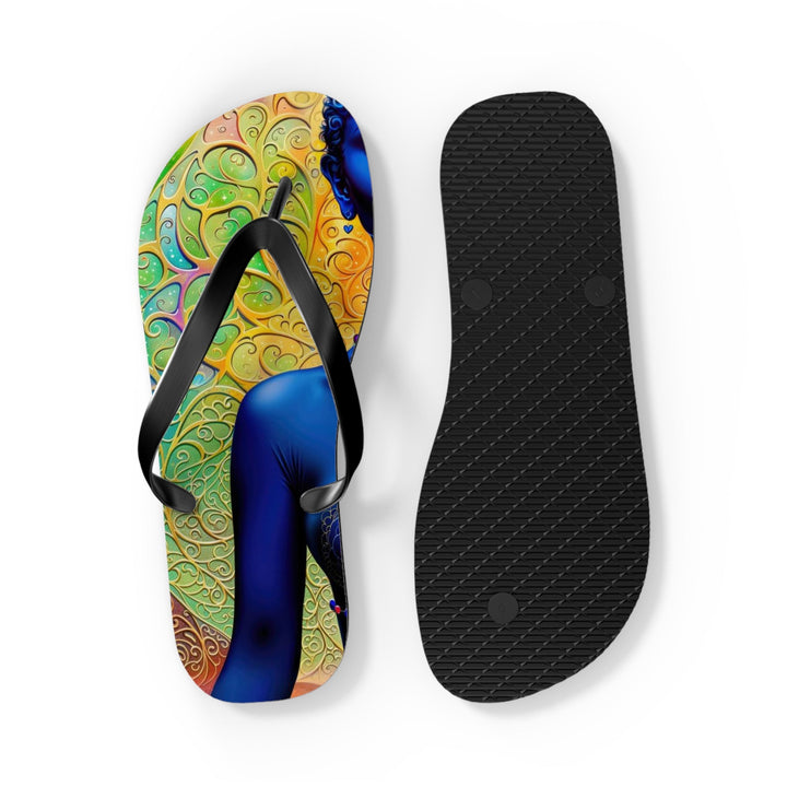 Cosmic Meditative Bloom - Flip Flops - Shoes - g(0D·IO) - XL - Black sole -