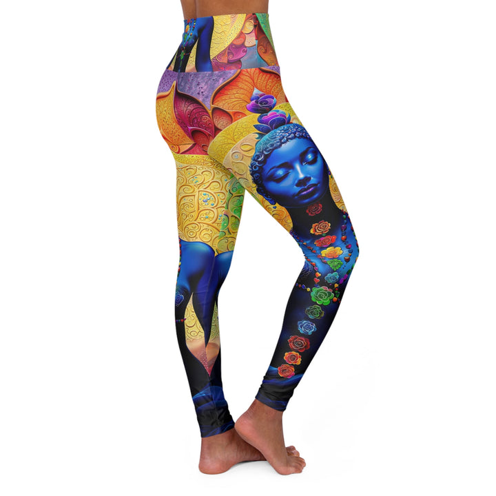 Cosmic Meditative Bloom - High Waisted AOP Yoga Leggings - All Over Prints - g(0D·IO) - XS - -