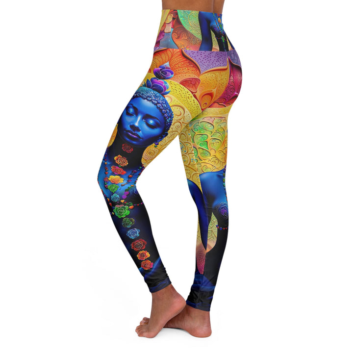 Cosmic Meditative Bloom - High Waisted AOP Yoga Leggings - All Over Prints - g(0D·IO) - XS - -