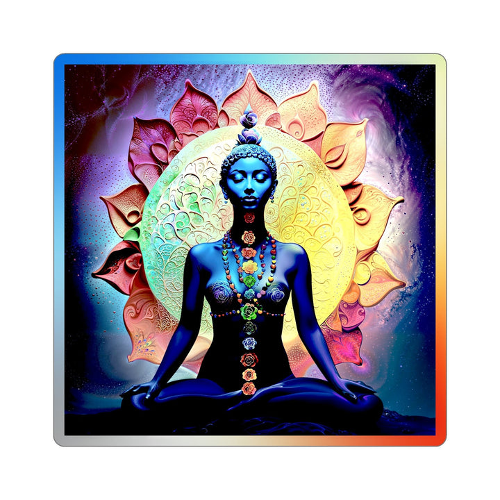 Cosmic Meditative Bloom - Holographic Die-Cut Sticker - Paper products - g(0D·IO) - 5" × 5" - Die-Cut - Holographic