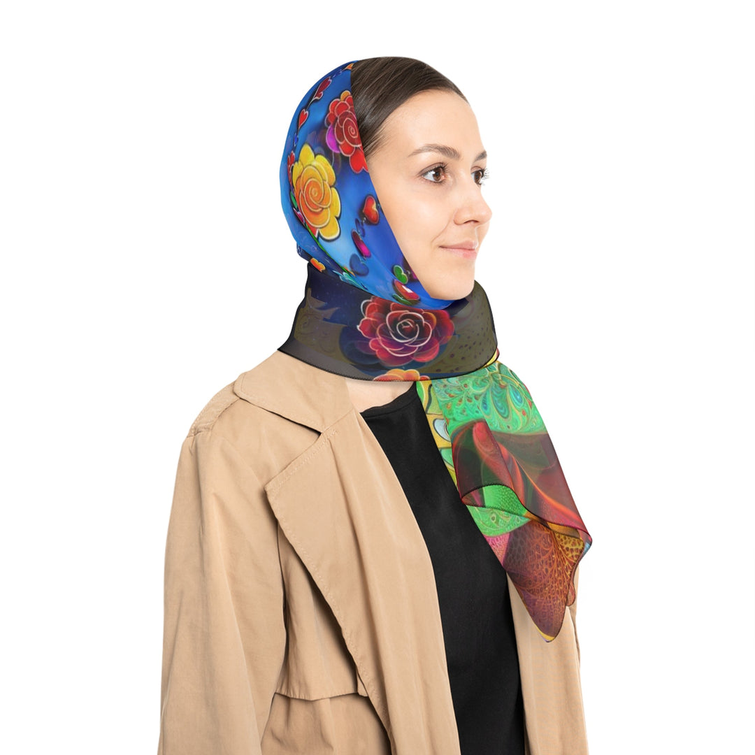 Cosmic Meditative Bloom - Poly Scarf - Accessories - g(0D·IO) - Poly chiffon - 50" × 50" -