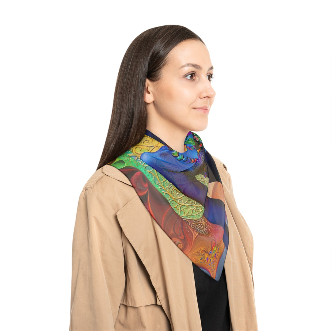 Cosmic Meditative Bloom - Poly Scarf - Accessories - g(0D·IO) - Poly chiffon - 50" × 50" -