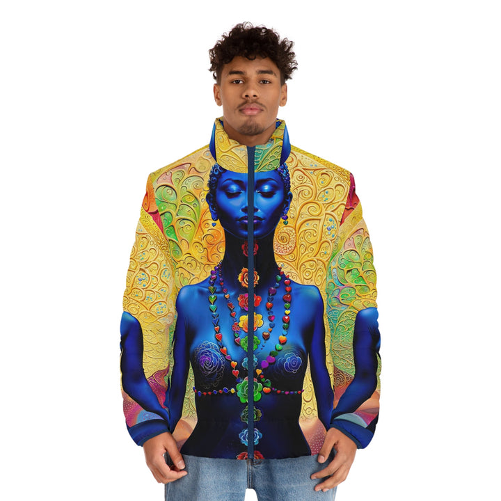 Cosmic Meditative Bloom - Puffer Jacket - All Over Prints - g(0D·IO) - S - Black zipper -