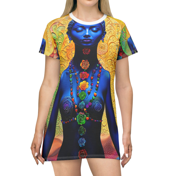 Cosmic Meditative Bloom - T-Shirt Dress - All Over Prints - g(0D·IO) - XS - -