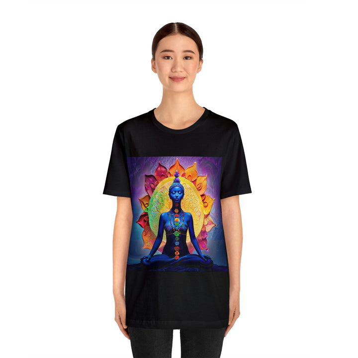 Cosmic Meditative Bloom - Unisex Jersey Short Sleeve Tee - T-Shirt - g(0D·IO) - Black - S -