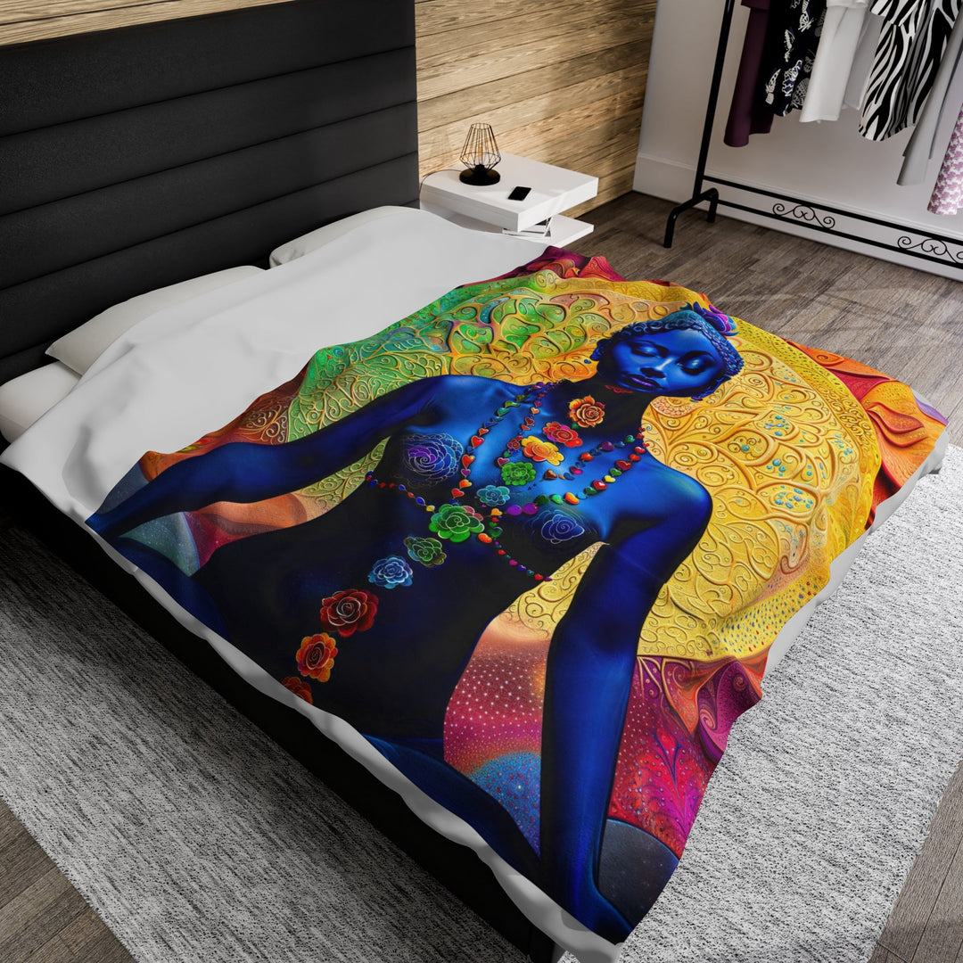 Cosmic Meditative Bloom - Velveteen Plush Blanket - All Over Prints - g(0D·IO) - 60" × 80" - -