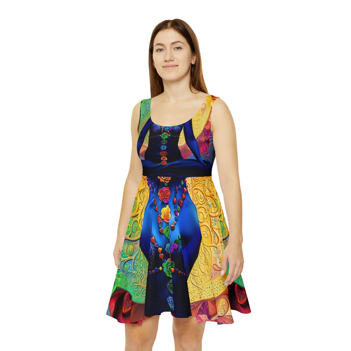 Cosmic Meditative Bloom - Women's Skater Dress - All Over Prints - g(0D·IO) - XS - -