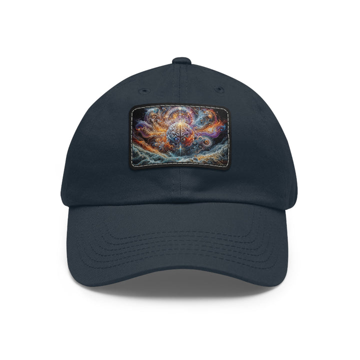 Cosmic Mind Symphony - Dad Hat - Hats - g(0D·IO) - Navy / Black patch - Rectangle - One size