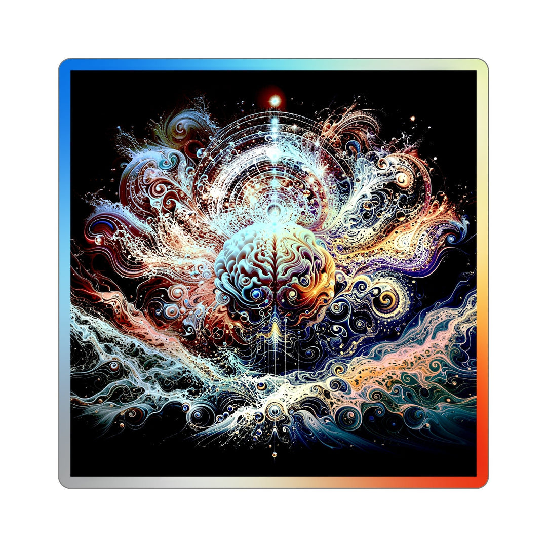 Cosmic Mind Symphony - Holographic Die-Cut Sticker - Paper products - g(0D·IO) - 5" × 5" - Die-Cut - Holographic