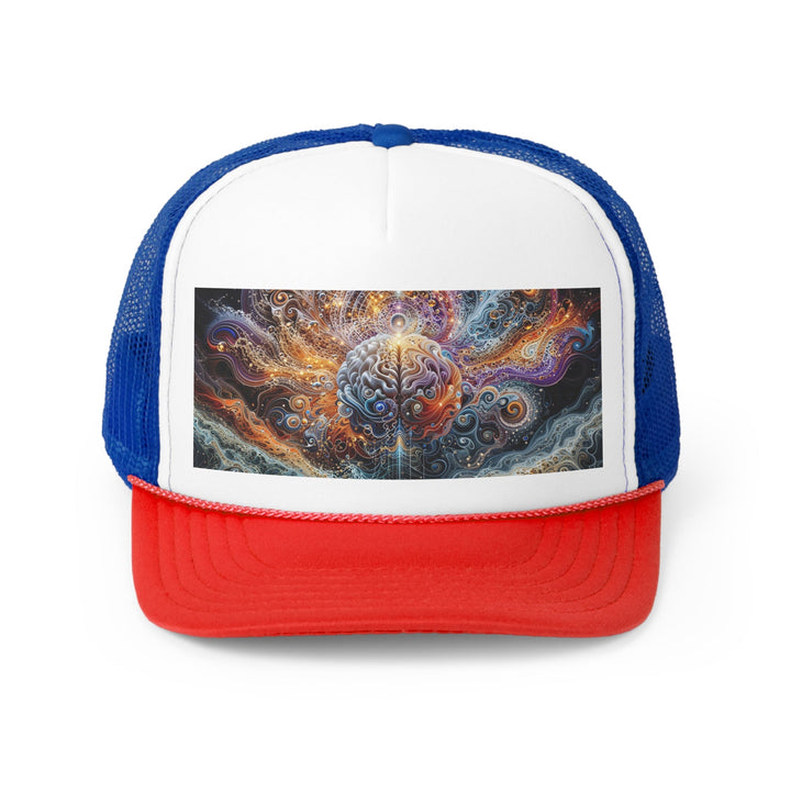 Cosmic Mind Symphony - Trucker Hat - Hats - g(0D·IO) - Blue/Red - One size -