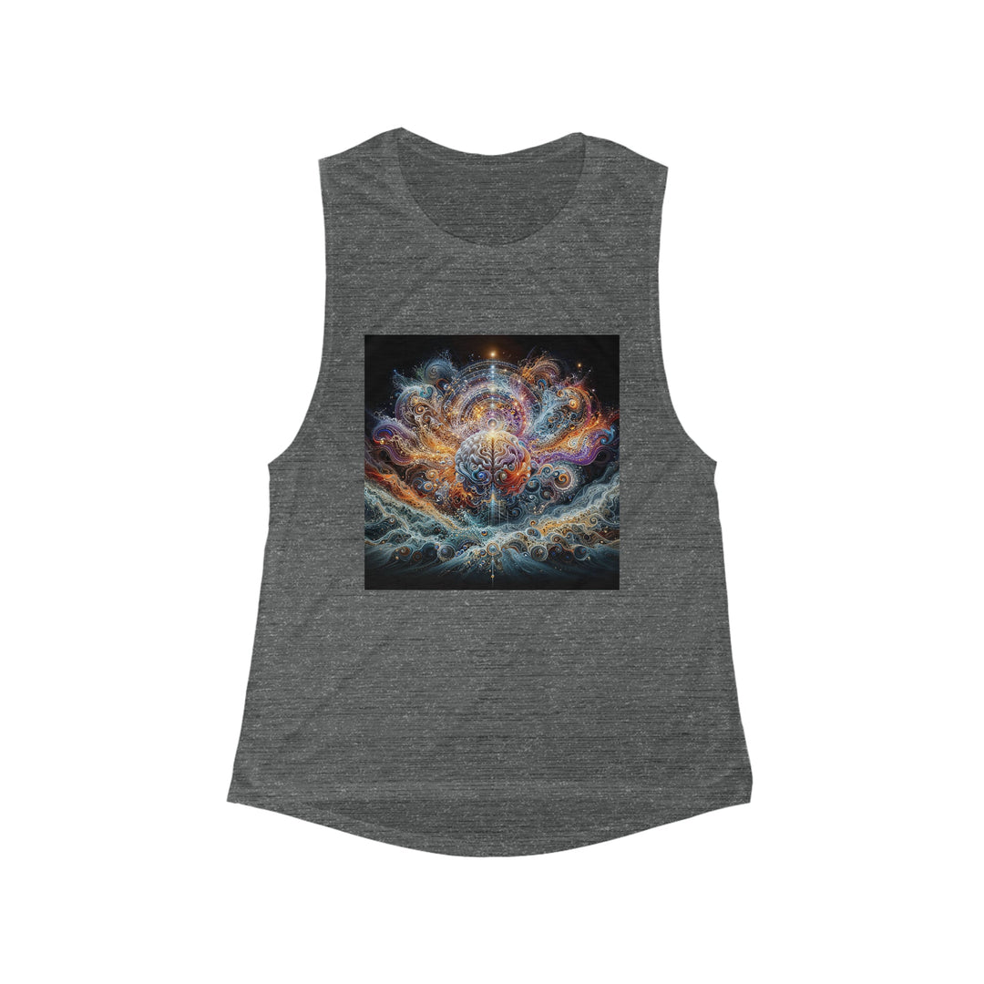 Cosmic Mind Symphony - Women's Flowy Scoop Muscle Tank - Tank Top - g(0D·IO) - S - Asphalt Slub -