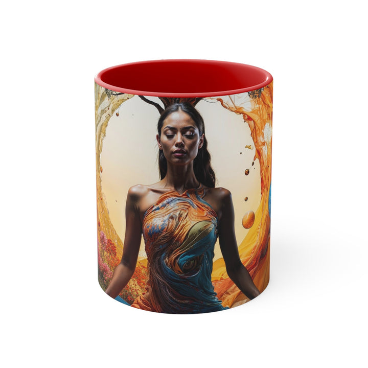 Cosmic Nature Meditation - Accent Coffee Mug - Mug - g(0D·IO) - Red - 11oz -