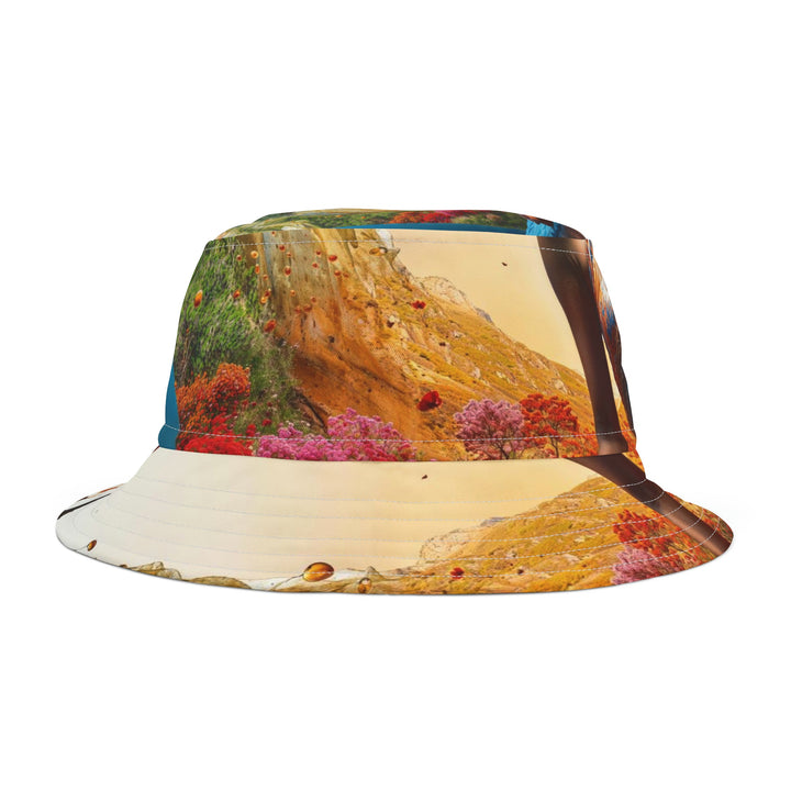 Cosmic Nature Meditation - Bucket Hat - Hats - g(0D·IO) - Large - White stitching -