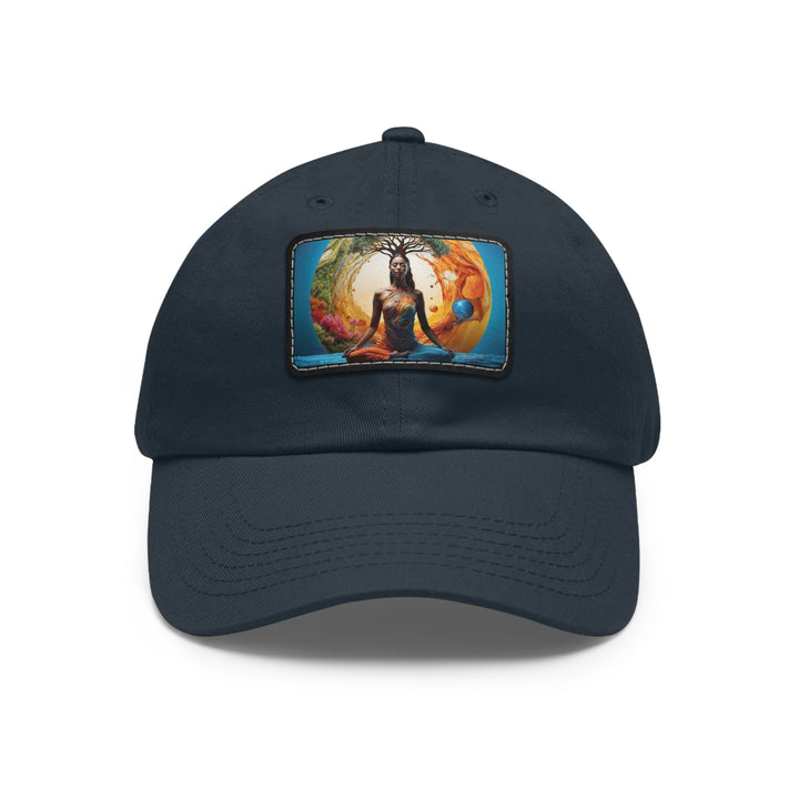 Cosmic Nature Meditation - Dad Hat - Hats - g(0D·IO) - Navy / Black patch - Rectangle - One size