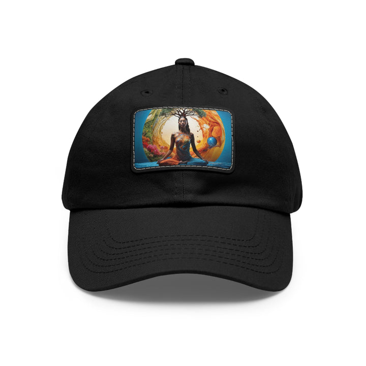 Cosmic Nature Meditation - Dad Hat - Hats - g(0D·IO) - Black / Black patch - Rectangle - One size