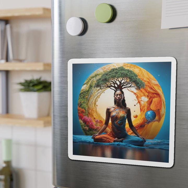 Cosmic Nature Meditation - Die-cut Magnet - Home Decor - g(0D·IO) - 6 × 6" - Die-Cut - 1 pc