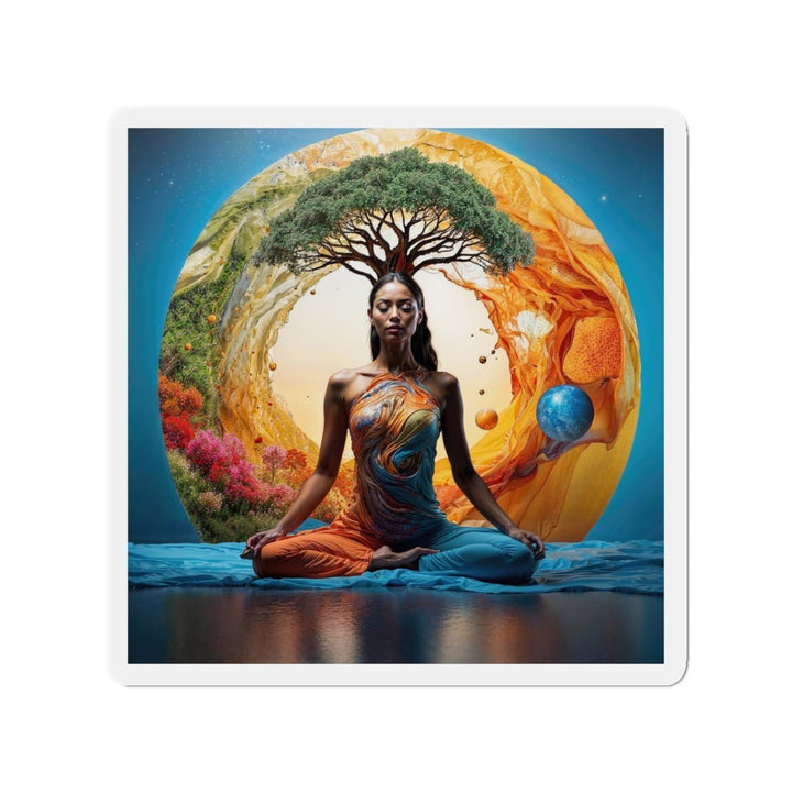 Cosmic Nature Meditation - Die-cut Magnet - Home Decor - g(0D·IO) - 6 × 6" - Die-Cut - 1 pc