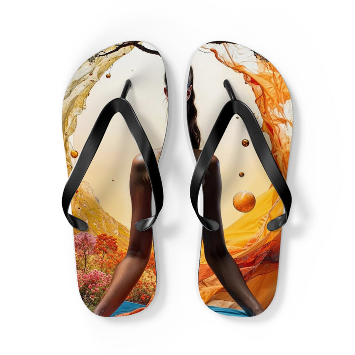 Cosmic Nature Meditation - Flip Flops - Shoes - g(0D·IO) - L - Black sole -