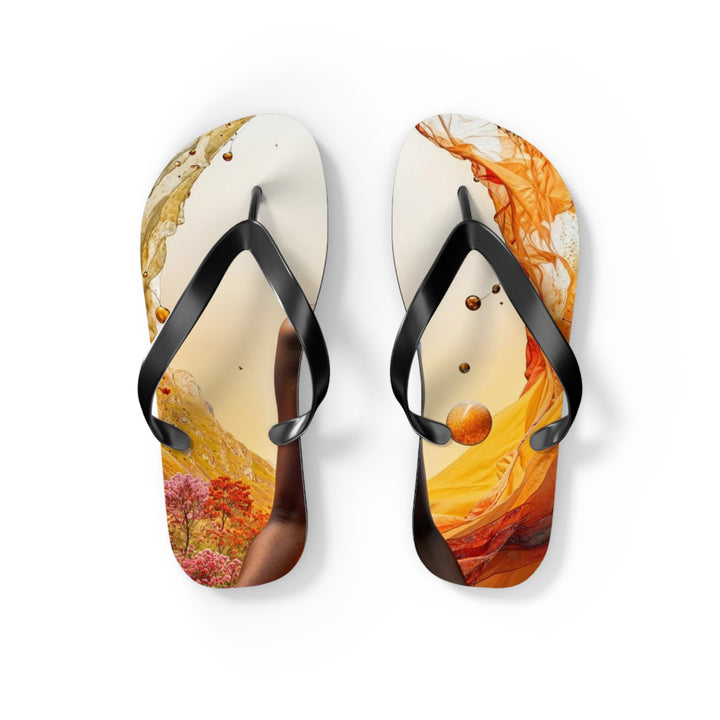 Cosmic Nature Meditation - Flip Flops - Shoes - g(0D·IO) - S - Black sole -