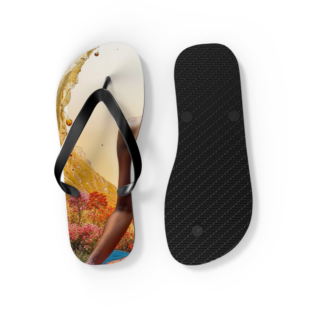 Cosmic Nature Meditation - Flip Flops - Shoes - g(0D·IO) - XL - Black sole -