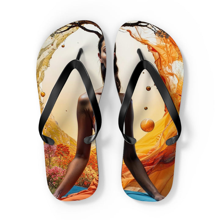 Cosmic Nature Meditation - Flip Flops - Shoes - g(0D·IO) - XL - Black sole -