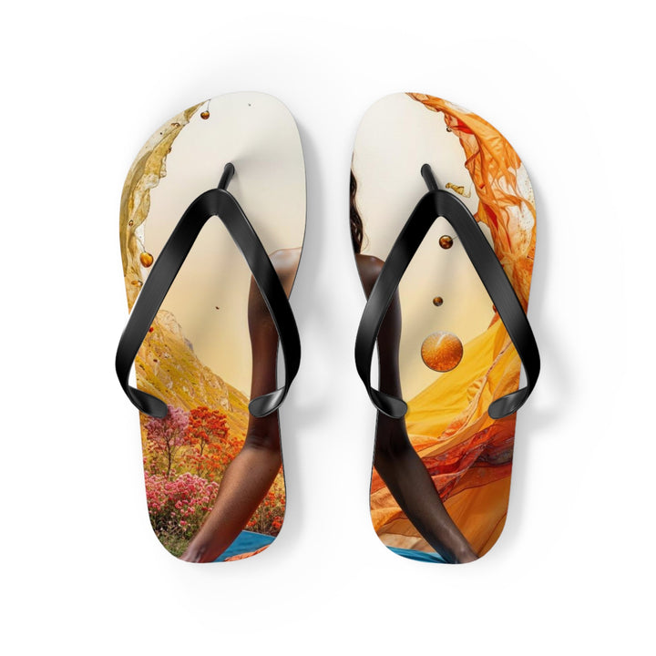 Cosmic Nature Meditation - Flip Flops - Shoes - g(0D·IO) - M - Black sole -