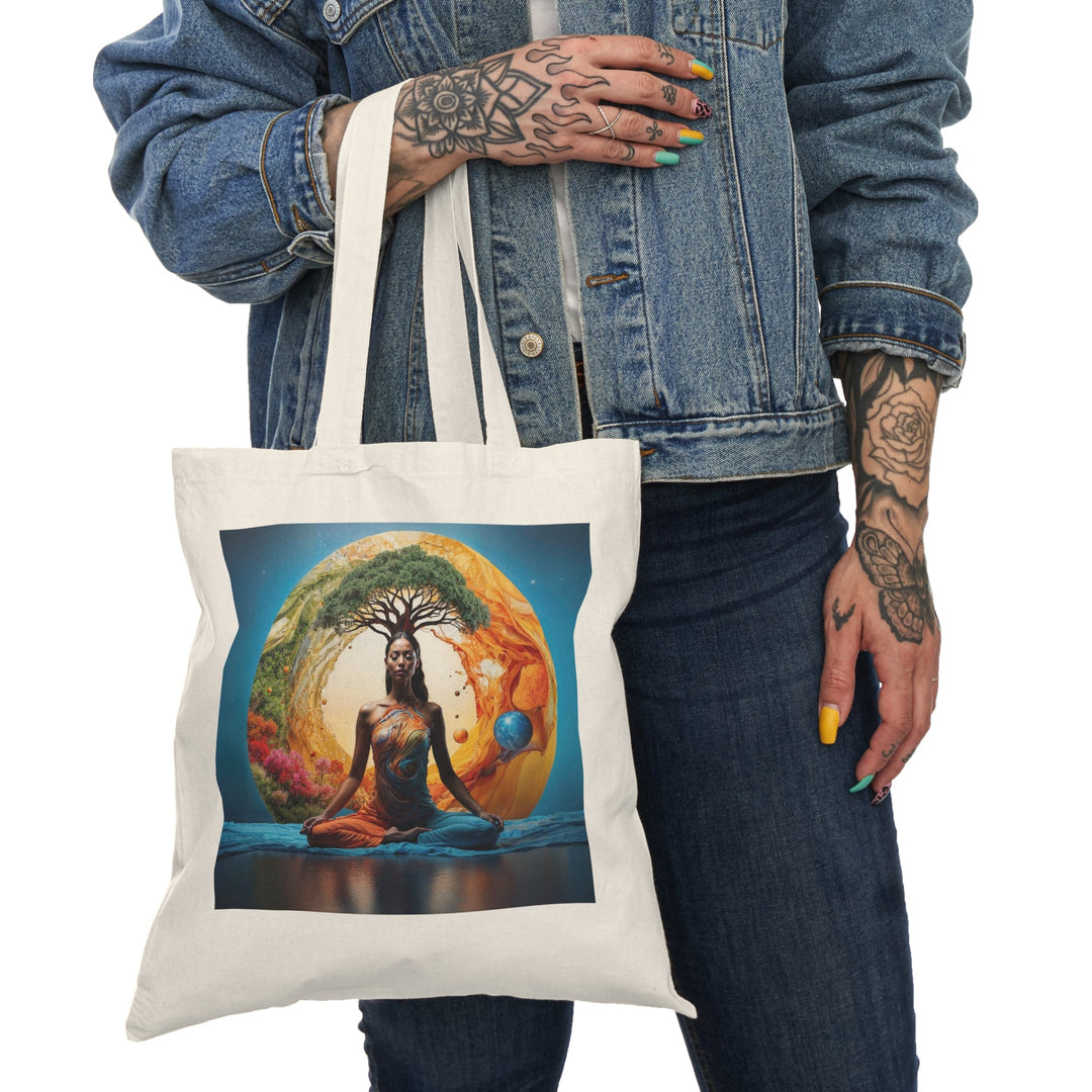 Cosmic Nature Meditation - Natural Tote Bag - Bags - g(0D·IO) - 15" x 16" - Natural -