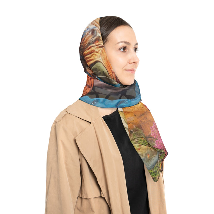 Cosmic Nature Meditation - Poly Scarf - Accessories - g(0D·IO) - Poly chiffon - 50" × 50" -