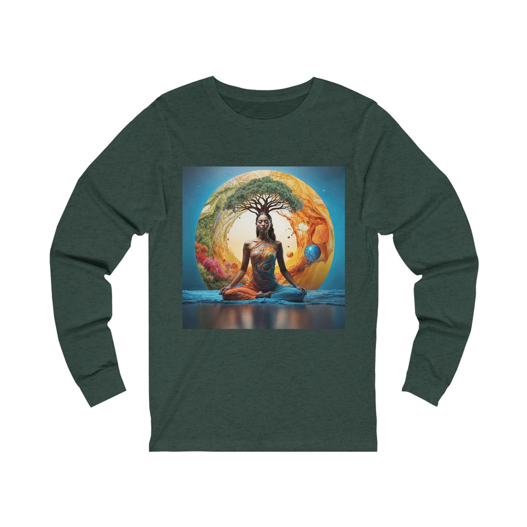 Cosmic Nature Meditation - Unisex Jersey Long Sleeve Tee - Long-sleeve - g(0D·IO) - S - Heather Forest -