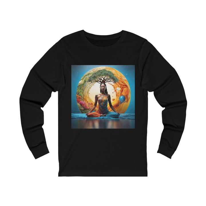 Cosmic Nature Meditation - Unisex Jersey Long Sleeve Tee - Long-sleeve - g(0D·IO) - S - Black -