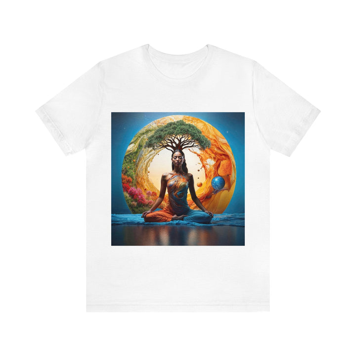 Cosmic Nature Meditation - Unisex Jersey Short Sleeve Tee - T-Shirt - g(0D·IO) - White - S -