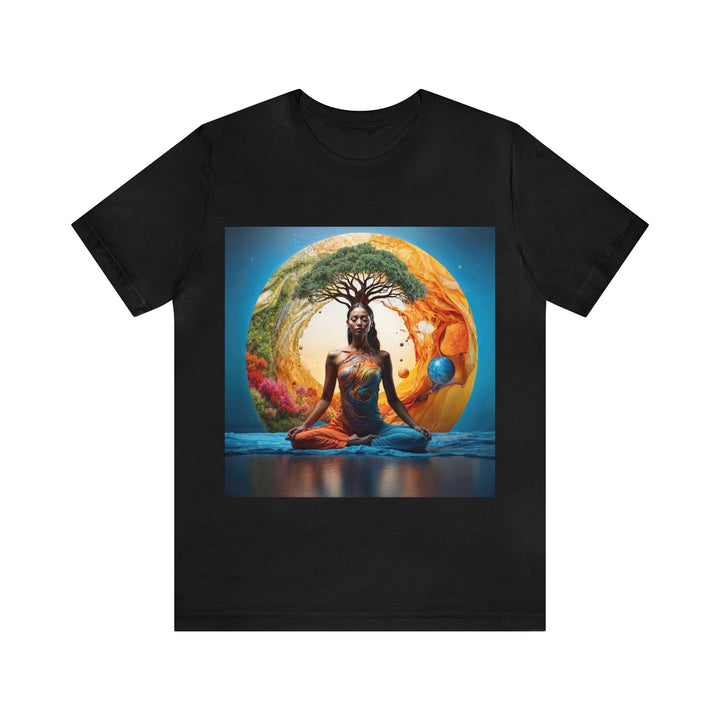 Cosmic Nature Meditation - Unisex Jersey Short Sleeve Tee - T-Shirt - g(0D·IO) - Black - S -