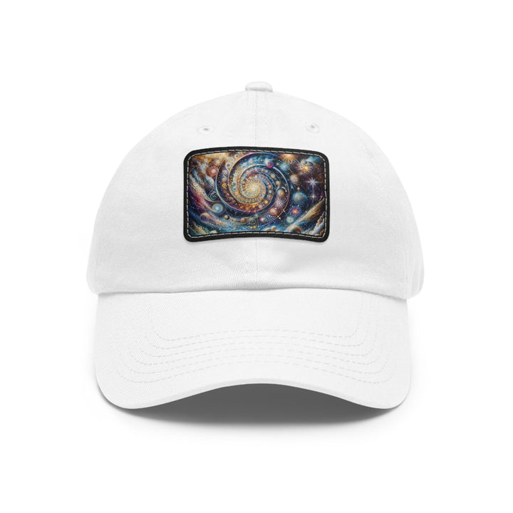 Cosmic Spiral Dreams - Dad Hat - Hats - g(0D·IO) - White / Black patch - Rectangle - One size