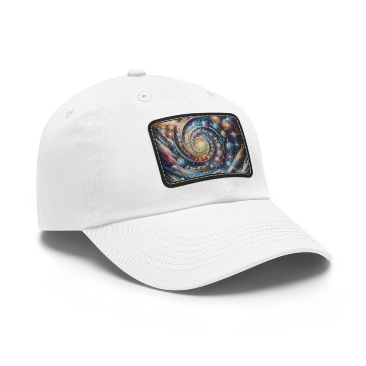 Cosmic Spiral Dreams - Dad Hat - Hats - g(0D·IO) - White / Black patch - Rectangle - One size