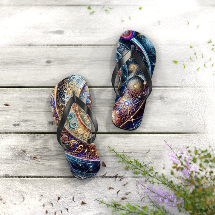 Cosmic Spiral Dreams - Flip Flops - Shoes - g(0D·IO) - XL - Black sole -