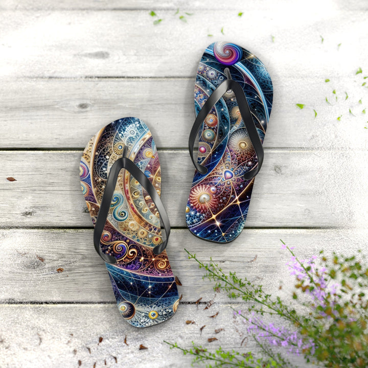 Cosmic Spiral Dreams - Flip Flops - Shoes - g(0D·IO) - XL - Black sole -