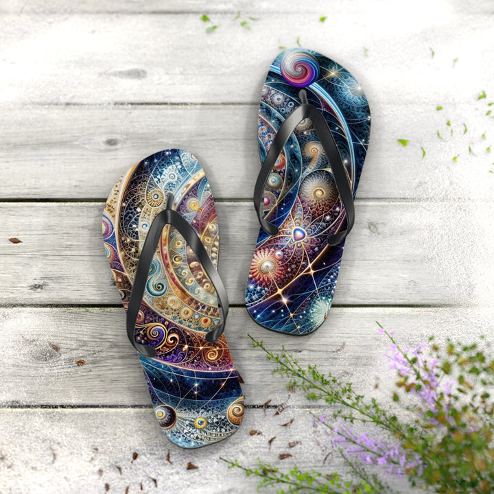 Cosmic Spiral Dreams - Flip Flops - Shoes - g(0D·IO) - XL - Black sole -