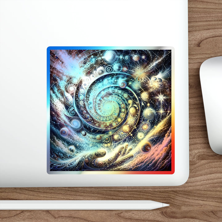 Cosmic Spiral Dreams - Holographic Die-Cut Sticker - Paper products - g(0D·IO) - 5" × 5" - Die-Cut - Holographic