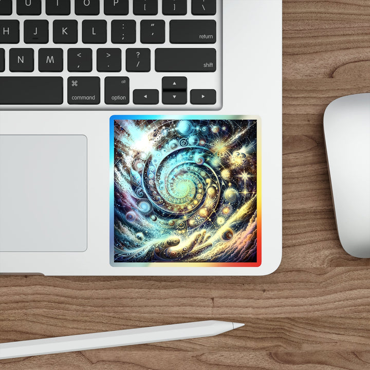 Cosmic Spiral Dreams - Holographic Die-Cut Sticker - Paper products - g(0D·IO) - 5" × 5" - Die-Cut - Holographic