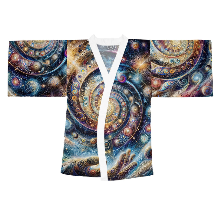 Cosmic Spiral Dreams - Long Sleeve Kimono Robe - All Over Prints - g(0D·IO) - XS - White -