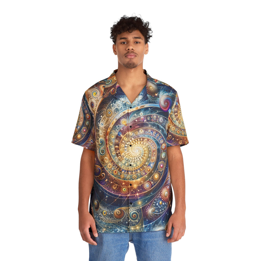 Cosmic Spiral Dreams - Men's Hawaiian Shirt - All Over Prints - g(0D·IO) - S - Black -