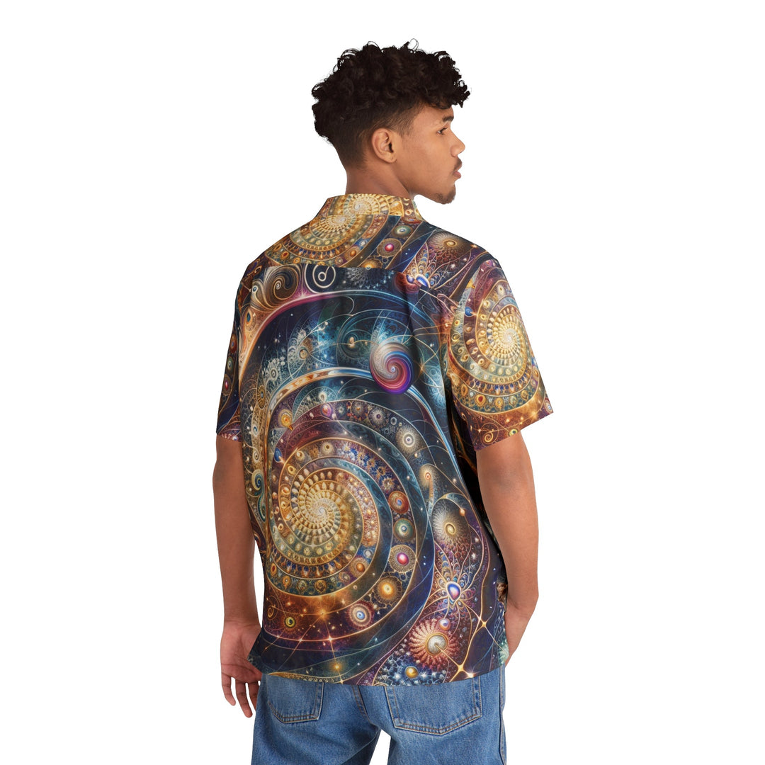 Cosmic Spiral Dreams - Men's Hawaiian Shirt - All Over Prints - g(0D·IO) - S - Black -