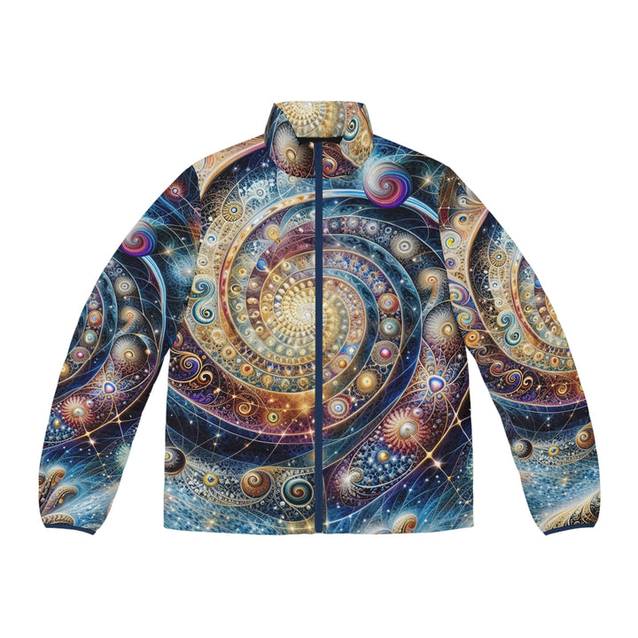 Cosmic Spiral Dreams - Puffer Jacket - All Over Prints - g(0D·IO) - S - Dark blue zipper -