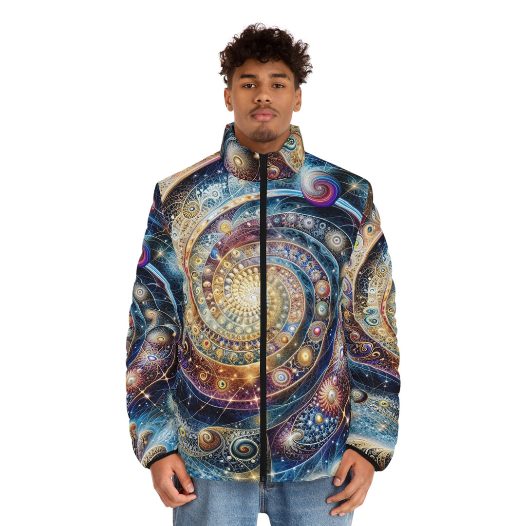 Cosmic Spiral Dreams - Puffer Jacket - All Over Prints - g(0D·IO) - S - Black zipper -